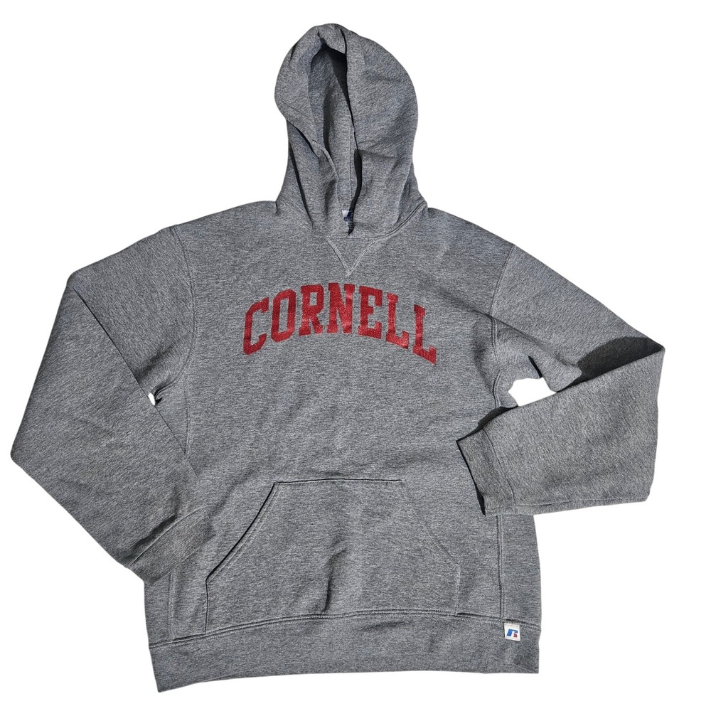 Russell Athletic Cornell University Hoodie Heather Gray Youth XL Red Graphic
